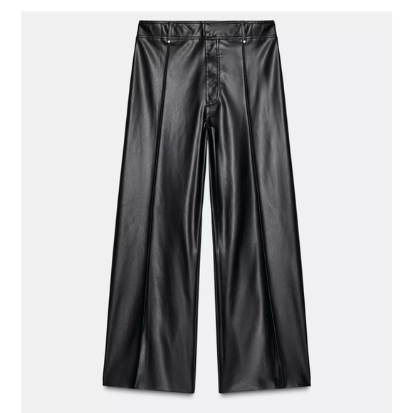 ZW COLLECTION FAUX LEATHER TAILORED WIDE LEG PANTS. Size M - Picture 7 of 9